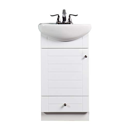 SMALL BATHROOM VANITY CABINET AND SINK WHITE - PE1612W NEW PETITE VANITY