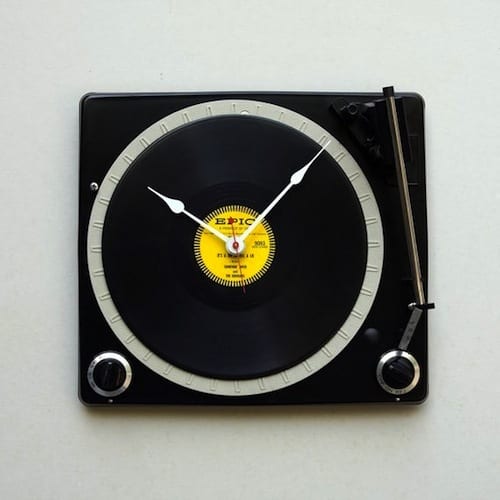 Recycled Console Turntable Clock