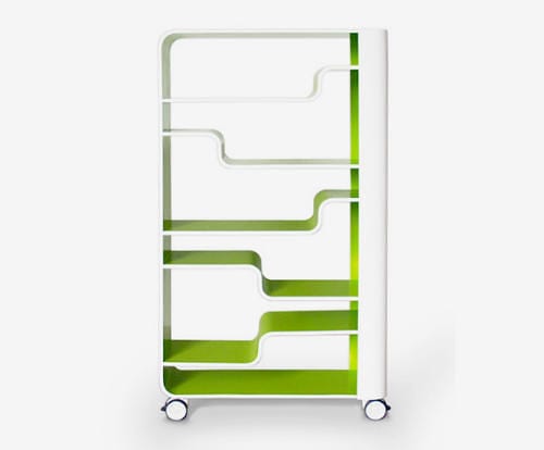 green portable bookshelf