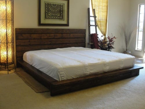 rustic wood platform bed