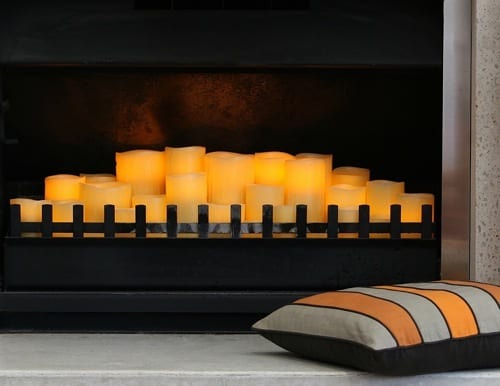 fireplace candle display