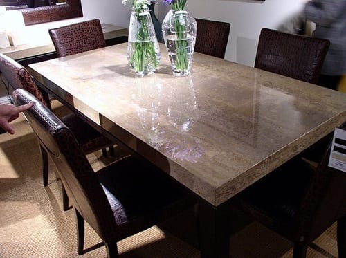 solid stone dining table