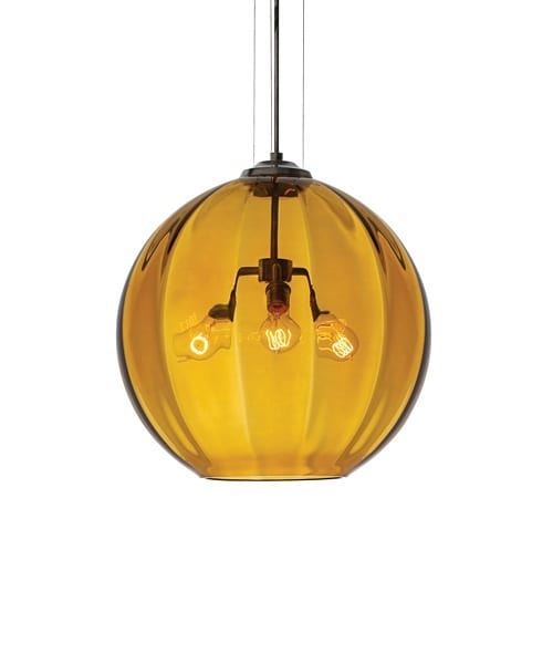 handblown amber glass lamp
