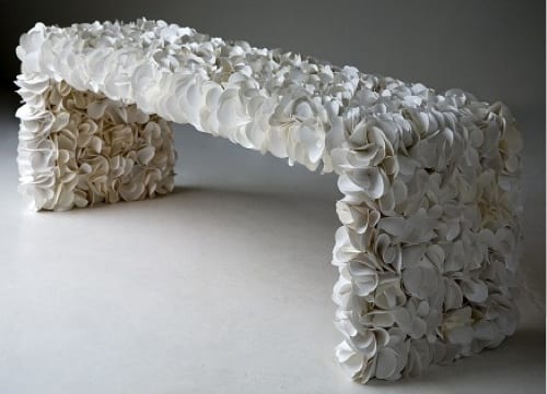 white petal bench