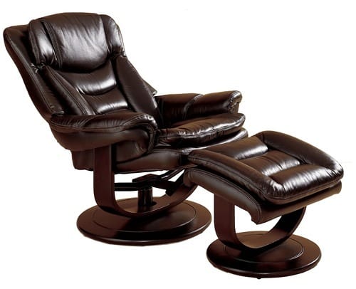 luxe leather recliner and ottoman