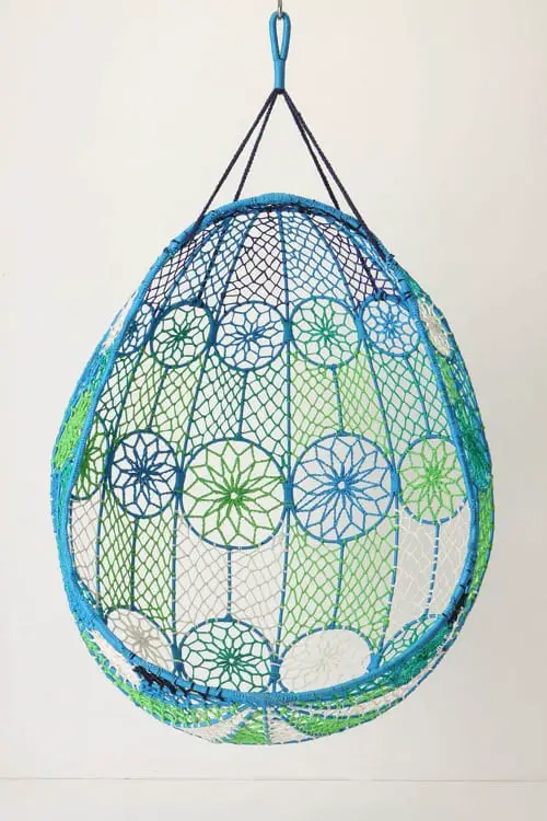 blue hanging nest chair