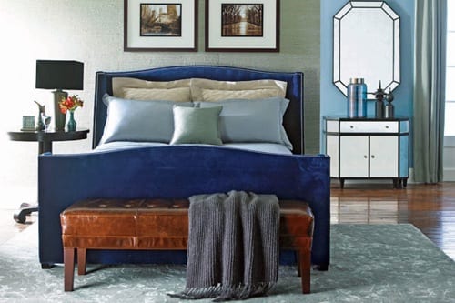 blue velvet bed