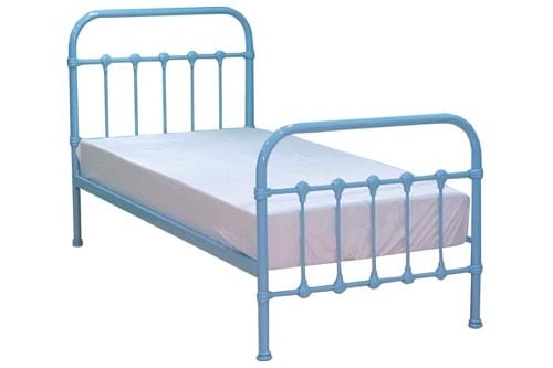blue metal bed