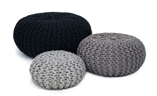 knit floor poufs