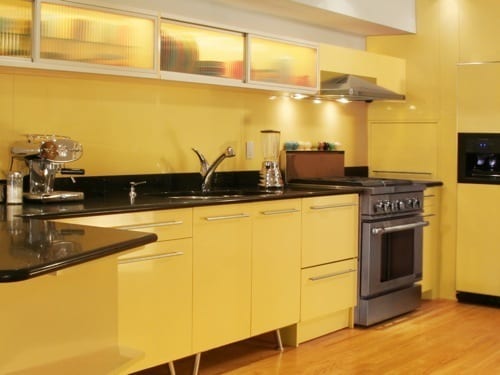 yellow kitchen cabinets
