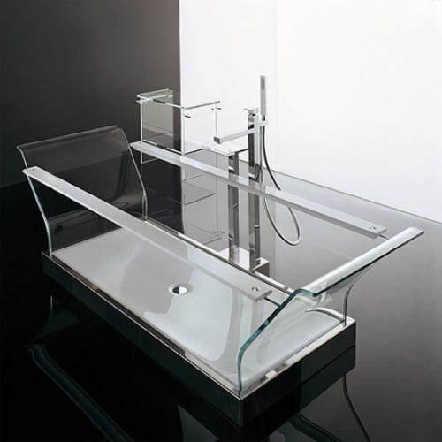 glass bathtub