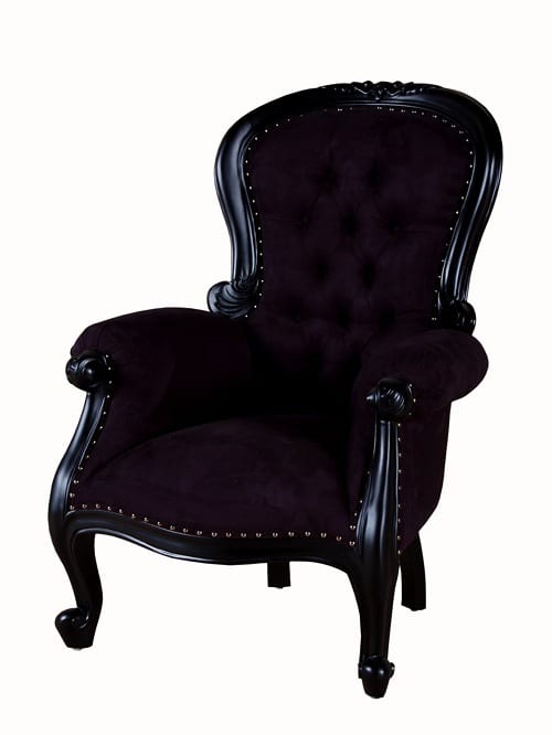 black tufted armchair