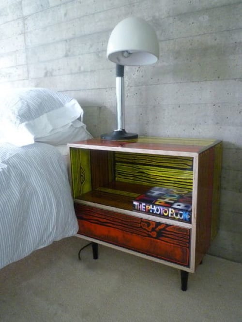 distressed wood nightstand