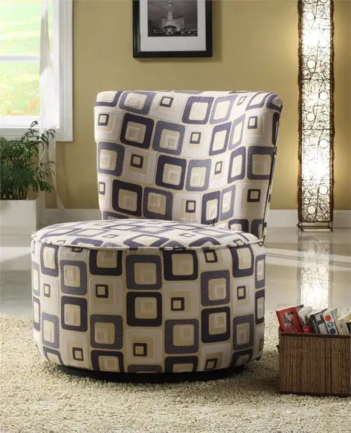 blue and white accent chair