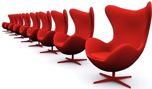 red egg chairs