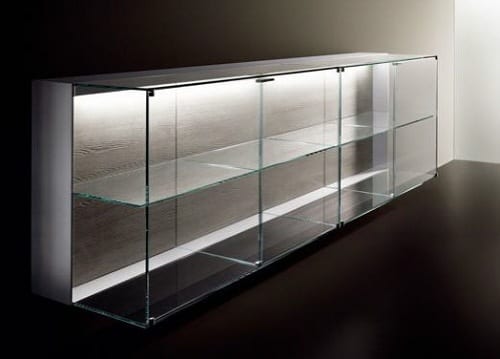 lighted glass sideboard