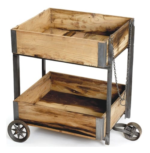 reclaimed wooden shop cart