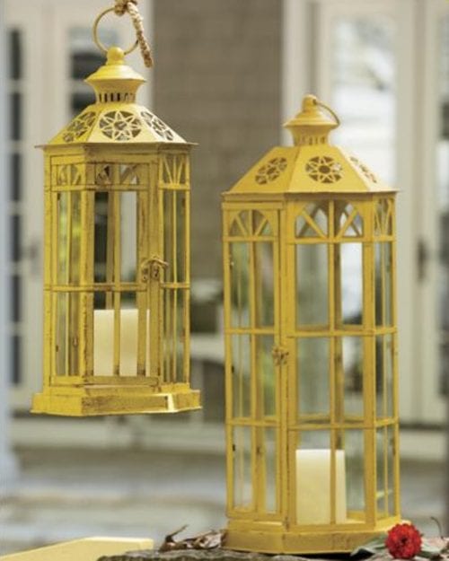 yellow metal lanterns