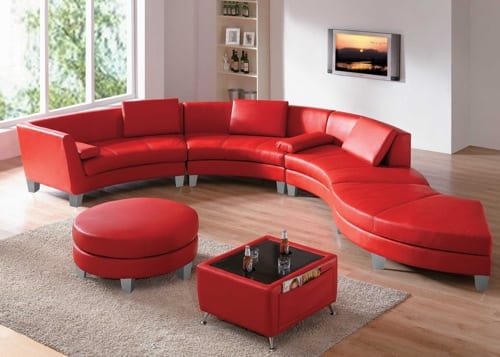 red leather sectional