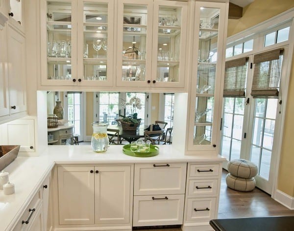glass front and back kitchen cabinetry