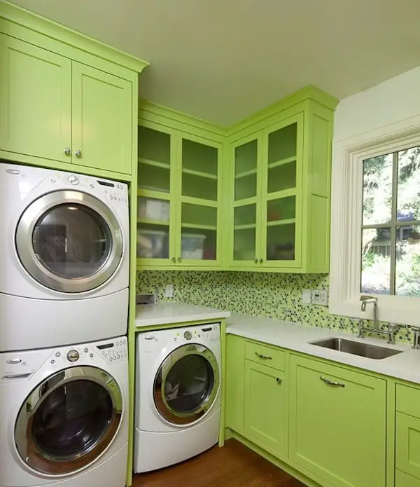 bright colored laundry room