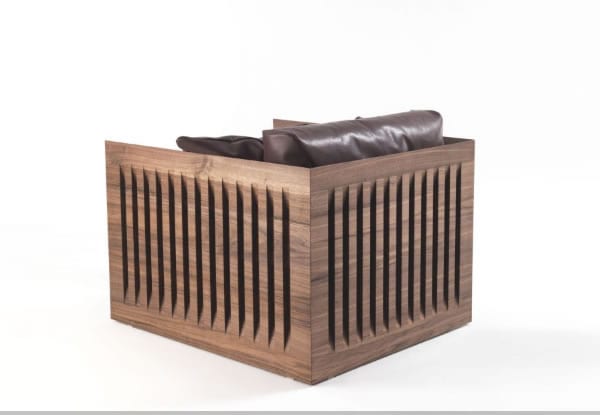modern leather and wood armchair