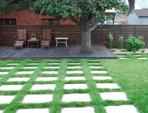 green lawn ideas concrete pavers