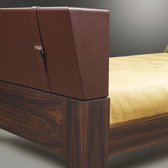 luxury leather and wood bed
