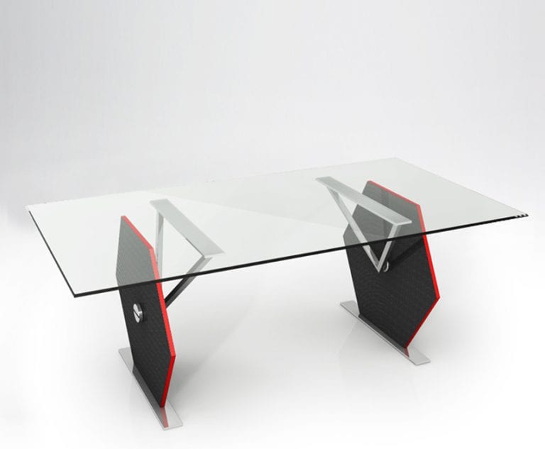 rectangular carbon fibre and glass table