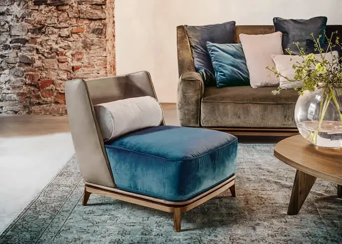 contemporary blue armchair