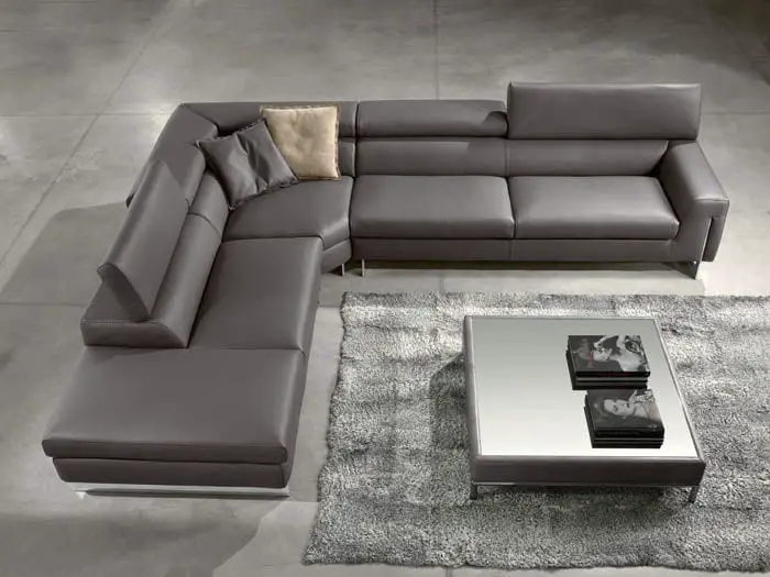 contemporary gray leather corner recliner sofa