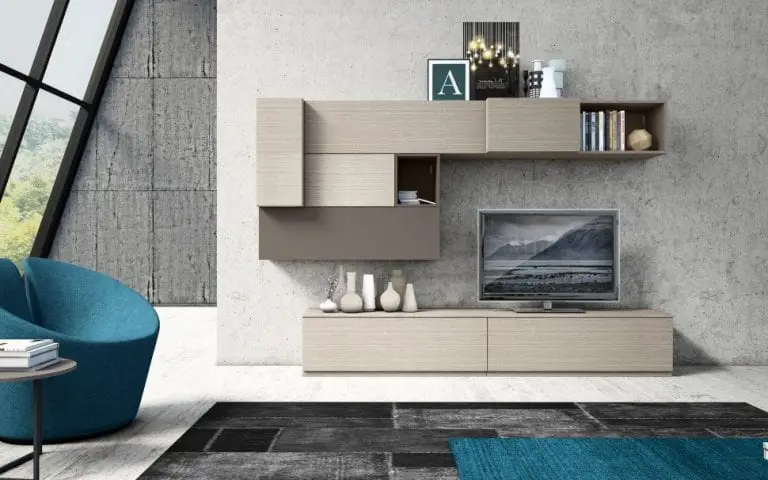 light wood wall unit with storage