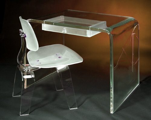 acrylic and plastic desks and chairs