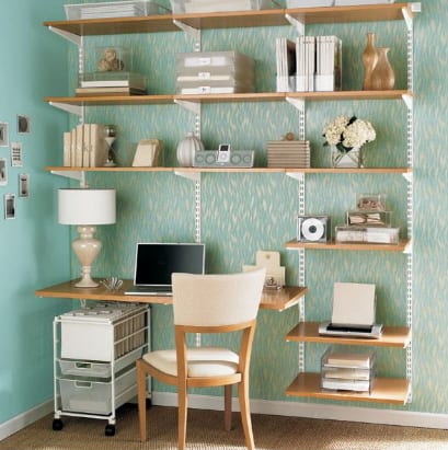 Space Saving; Elfa Shelf and Desk From The Container Store